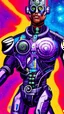 Placeholder: cyborg man, super ,nion ,purple, extremely beautiful art, cosmic, highly creative, rich colors, amazing details