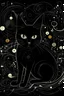 Placeholder: black Cat / style black abstract art with music notes around