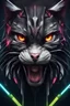 Placeholder: assassin's creed cat face, hyperrealistic, weapons, expressively detailed, dynamic light, dark scenery, cyberpunk, dark fantasy, neon lighting