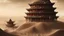 Placeholder: ancient, fantasy, chinese town, dune, crater, sand strom, destroyed chinese houses