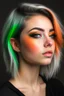 Placeholder: A very beautiful girl looking to the side and wearing sharp eyeliner with medium-length colored hair