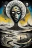 Placeholder: paIinted inner world and dynamics of the uncontrolled mind ans soul, chaotic, lonely little island sits in the cold deep Sahara, a surreal cracked, painted weird land. The Whimsical style of Chagall meets the dark visions of Minjae Lee and the thick, impasto textures of Anton Semenov lonely, sad lives and absurd beauty, deep, dark nightmare . The broken, weird inhabitants of this bizarre landscape, rendered in deep colors, dark dunes, shattered life. . The thick layers of impasto paint, surreal