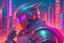Placeholder: Best quality, masterpiece, ultra high definition, synthwave, Retro Futuristic,cyberpunk knight Comic style