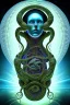 Placeholder: Spiritual being with Tentacles over human Head creating reality around, wrapping Spiral around Human, Psychedelic