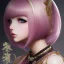 Placeholder: Detailed cute anime rabbit girl, pink hair buns, pink bangs, black latex bodysuit, intricate details, full body portrait, keep head in frame, slight smile, black Japanese motif, concept art, highly detailed, digital painting, concept art, sharp focus, illustration, art by Yoji Shinkawa, WLOP and greg rutkowski and alphonse mucha and artgerm and yanjun Chen and Junji ito and Makoto Shinkai, HDR, octane render