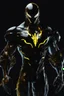 Placeholder: A detailed raw photo of the Venom black Cyborg made entirely of luminescent and translucent liquid materials, bathed in cinematic light. You can see all the inside of his body, with two Daft Punk-style, realistic elements, captured in infinite ultra-high-definition image quality and rendering.A new space creature from Ben 10 cartoon. Strong and graceful. Advanced metal. Magical power, precise detail and intense power.Cyborg symbiote, white color, green color, tendrils, high tech, cyberpunk, biop