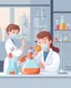 Placeholder: Vaccine research, scientists conducting experiments in laboratory. Vector illustration 3D