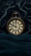 Placeholder: An old clock in the ocean background of black vein, human veins, mixing together a lot of them, like a forest, big and small veins a lot of them, an antique clock