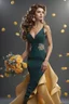 Placeholder: full body woman, from Russian Federation , elegant dress, elegant curled hair , 19 years old ,earring, no make up,8k, Candid avant garde portrait, charming woman, wearing Lovely Flower Diamond Pendant, octane render 3d, plastic material