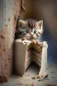 Placeholder: baby kitten hiding eating cake