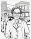 Placeholder: Outline art for coloring pages with Rosa Parks, white background, sketch style, only use black outline, white background, no shadows and well and clear outline