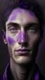 Placeholder: human portrait ultra realistic, purple colors