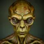 Placeholder: Organic with a biological mad skin texture of an alien face