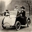 Placeholder: The Goldsmith Ladies in the Bois de Boulogne in 1897 on a Peugeot car, Julius LeBlanc Stewart, smile, dog