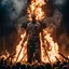 Placeholder: Still photo of a wild Rammstein Concert while performing Feuer Frei, facial flamethrowers, microphone stands on fire, elaborate fire pyrotechnics, photorealistic, dramatic, cinematic, kinetic, concept art,