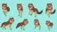 Placeholder: Cute chibi hyena dog chasing its own tail, cartoony, colorful, exaggerated, simplified, adorable