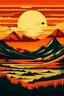 Placeholder: Vintage mountain desert sunset, retro poster design