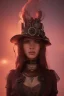 Placeholder: steampunk , portrait, , cinamatic, highly detailed, close up, 8k , deep colours, dark, fire , red, purple,