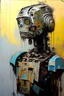 Placeholder: Anthropology robot heavy impaste oilpaint beautiful paintings with pasted oil