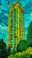 Placeholder: High building of 2220 , in the style of vincent van Gogh, without people and animals