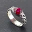 Placeholder: ruby signet ring with braided tungsten and titanium, celtic ring, nordic ring, viking ring, engraved carved band, runes, men's jewellery