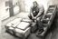 Placeholder: a swedish industry worker from sweden, very strong man pushing a wooden crates and IBC along the floor in a factory,very basic sketch painting like the image i uploaded, lead pencil