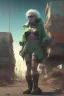 Placeholder: cyberpunk saggy granny woman, abandoned sci-fi town, future, sci-fi