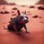 Placeholder: pen outline, in the style of Escher, bat bug female ninja dog rat hippo witch on the red sand beach ,bokeh like f/0.8, tilt-shift lens 8k, high detail, smooth render, down-light, unreal engine