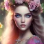 Placeholder: bright fairy, beautiful portrait,long hair, flowers