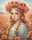 Placeholder: a painting of Anne Shirley with flowers in her hair, portrait of girl in flower field, realistic cute girl painting, girl standing in flower field, realistic anime style at pixiv, by Margaret Keane, portrait of lolita, girl standing in a flower field, girl in a flower field, inspired by nicoletta ceccoli, by nicoletta ceccoli