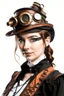 Placeholder: portrait of a steampunk lady on a white background