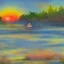 Placeholder: white Field mouse mountains drinking water at sunrise water color vibrant cute