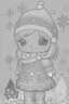 Placeholder: outline art for cute christmas style, black and white only, white background