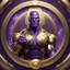 Placeholder: thanos with infiniti gauntletlogo animated inside a golden medalion