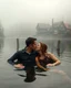 Placeholder: Portrait Romantic European couple swimming kissing together in lake Wonderful landscape fantasy early morning heavy fog photography art Rivendell village,lake,magical forest and houses,beautiful mushrooms,roses flowers,little waterfall,lake,close up photo beautiful romance couples on swimming together in lake