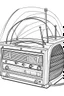 Placeholder: Outline art for coloring page A TINYMITE RADIO, coloring page, white background, Sketch style, only use outline, clean line art, white background, no shadows, no shading, no color, clear