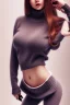 Placeholder: Thick busty girl wearing sweater and leggings, cute, beautiful