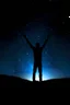 Placeholder: The outline of a figure stretching his arms towards the sky. In the sky, the stars are all in nature.