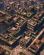 Placeholder: Birds Eye View, Top to Down. A Corrupted Ruined City. Broken Buildings, Empty Cars, Old Streets.
