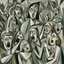 Placeholder: piccasso crowd people cubism screaming gray woman and child