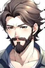 Placeholder: Anime man with beard, handsome. Beautiful anime woman