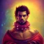 Placeholder: head and shoulders portrait, Arthur Kulkov, Russian, anime, circus, male, ringleader, muscular, man, strong, detailed matte painting, deep color, fantastical, intricate detail, 8k resolution, concept art portrait by Greg Rutkowski, mystical colors, Golden hour, colorful galaxy foreground, lisa frank fantasy, neon pastel color palette, beautiful colorful interesting detailed storybook fantasy