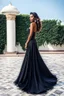 Placeholder: very beautiful lady wearing pretty maxi flared dress