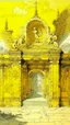 Placeholder: A light yellow heavenly ruins with angels painted by Vincent van Gogh