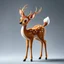 Placeholder: full body of an adult bald white tail deer, standing, halted, with big smile, big surprised eyes, tail upward, on flat background, in the style of 'My Little Pony' and Bambi, fantastic lighting