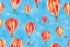 Placeholder: giftwrap pattern with watercolor of a hot air balloon, children's book illustration, white parchment paper, wrapping paper, warm colors, white background