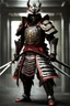 Placeholder: Full body, samurai wearing biomechanical armor, photorealistic