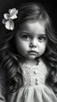 Placeholder: A stunningly lifelike portrait captures the essence of an elegant baby girl features delicate and captivating. ,the image is a highly detailed, monochromatic masterpiece. Every strand of her flowing hair, each contour of her face, is depicted with breathtaking precision. The contrast of light and shadow, the intricate textures of fabric and skin, all combine to create a portrait so realistic, it almost appears to breathe. This work