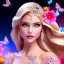 Placeholder: Full body Princess, woman blondie, make up,smile, beautiful place,amazing, flowers, colors, blue and pink butterfly, , realistic, photo real, stars night, detailed, high contrast, 8k high definition, unreal engine 5, extremely sharp detail, light effect, light background