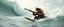 Placeholder: pirate shotgun mozart playing with his wig, looking hot and crazy on a surfboard on a big wave